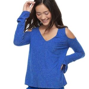 Kohl's SO Cozy Royal Blue Cold Shoulder Top Size Medium